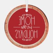 Home voor de Feestdagen Typografie Keepsake Tree Glas Ornament (Achterkant)