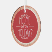 Home voor de Feestdagen Typografie Keepsake Tree Glas Ornament (Voorkant links)