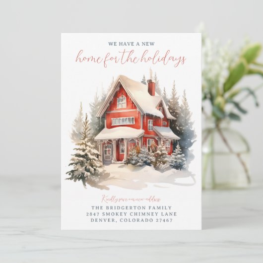 Home voor de Feestdagen Verplaatsingsaankondiging Kaart (Staand voorkant)