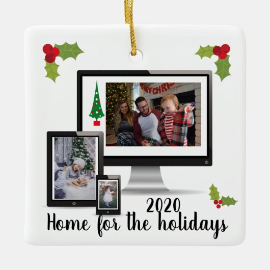 Home voor de Feestdagen Virtual Pandemic 2020 Keramisch Ornament (Voorkant)