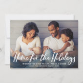 Home voor de Feestdagen White Modern Script Photo Feestdagenkaart (Voorkant)