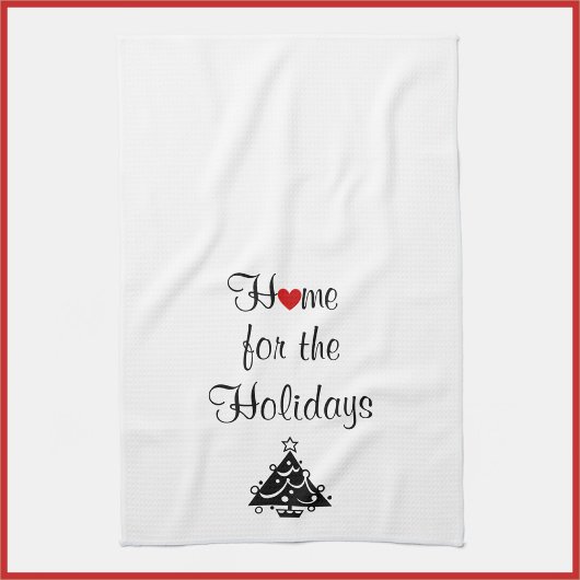 Home voor de Feestdagen White & Red Kitchen Towel Theedoek