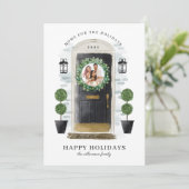 Home voor de Feestdagen zwarte Waterverf Feestdagenkaart (Staand voorkant)