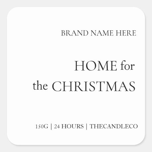 Home voor de kerstminimalistische sojakaars vierkante sticker (Voorkant)