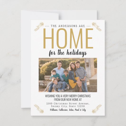 Home voor Feestdagen Gold kerstfoto's Aankondiging (Voorkant)