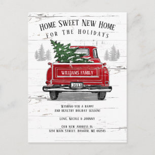 Home voor Feestdagen Red Truck Moving Aankondigingskaart