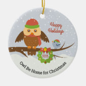 Home voor kerst Sneeuwuil Keramisch Ornament (Voorkant)