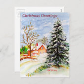 Home voor Kerstmis Snowy Winter Scene Waterverf Feestdagenkaart (Voorkant / Achterkant)