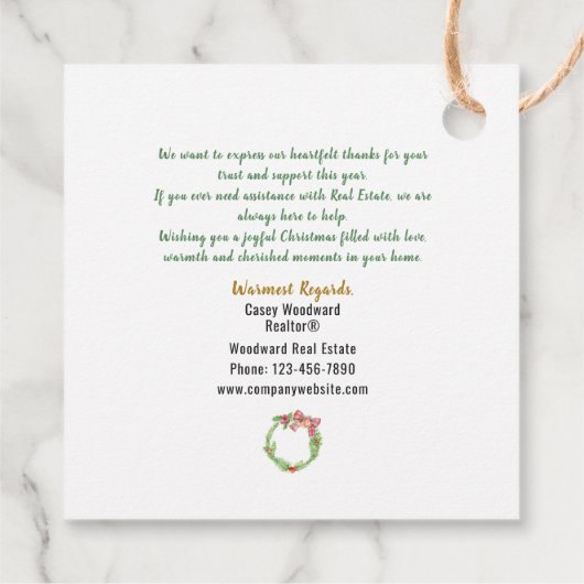 Home Waar het hart | Onroerend goed Kerstmis Schat Bedankjes Labels (Achterkant)