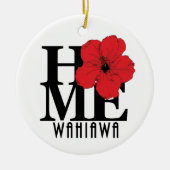 HOME Wahiawa Hawaii Red Hibiscus Keramisch Ornament (Voorkant)