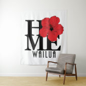 HOME Wailua Hawaii Red Hibiscus Wandkleed (In situ)