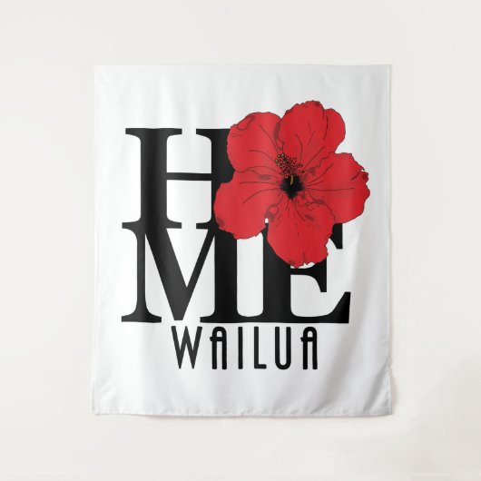 HOME Wailua Hawaii Red Hibiscus Wandkleed (Voorkant)