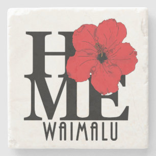 HOME Waimalu Hawaii Red Hibiscus Stenen Onderzetter
