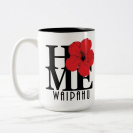 HOME Waipahu Hawaii Red Hibiscus 15oz Tweekleurige Koffiemok