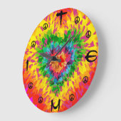 Home Wall Room Time Peace Timepart Tie Dye Heart Grote Klok (Hoek)