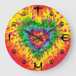 Home Wall Room Time Peace Timepart Tie Dye Heart Grote Klok