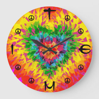 Home Wall Room Time Peace Timepart Tie Dye Heart Grote Klok