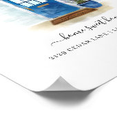 Home Waterverf Home Sweet Home Style Blauwe deur Poster (Hoek)