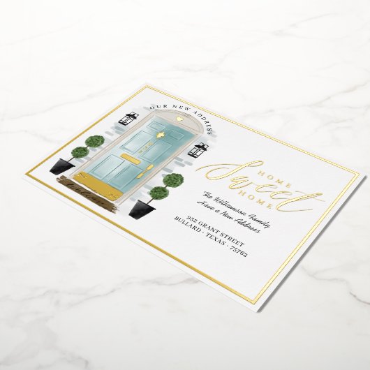 Home - We hebben Blauwgroen Waterverf-deur verplaa Folie Uitnodiging (Gedraaid)