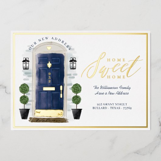 Home - We hebben een blauwe Waterverf deur verplaa Folie Uitnodiging (Voorkant)