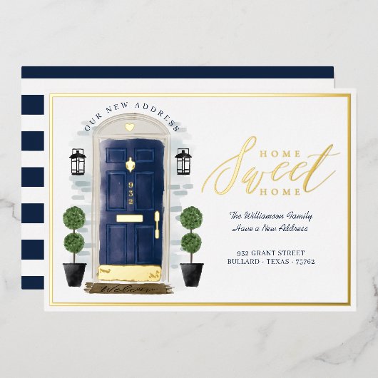 Home - We hebben een blauwe Waterverf deur verplaa Folie Uitnodiging (Voorkant / Achterkant)