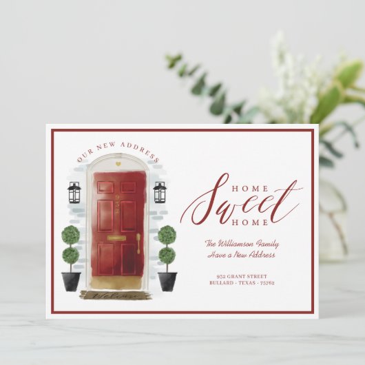 Home - We hebben rode Waterverf-deur verplaatst Aankondiging (Staand voorkant)