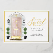 Home - We hebben roze Waterverf deur verplaatst Folie Uitnodiging (Voorkant)