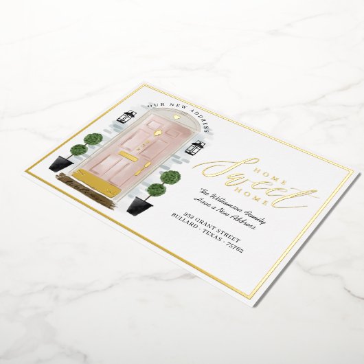 Home - We hebben roze Waterverf deur verplaatst Folie Uitnodiging (Gedraaid)