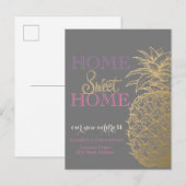 Home-weet-startpagina, Gold Pineapple Nieuw adres Aankondigingskaart (Voorkant / Achterkant)