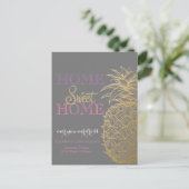 Home-weet-startpagina, Gold Pineapple Nieuw adres Aankondigingskaart (Staand voorkant)
