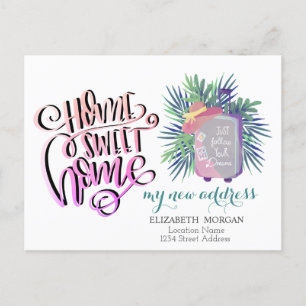 Home-weet-startpagina, Suitcase-palm Leaves Nieuw  Aankondigingskaart