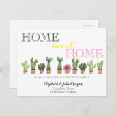 Home-weet-startpunt, Cactus Floral New Address Aankondigingskaart (Voorkant / Achterkant)