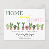 Home-weet-startpunt, Cactus Floral New Address Aankondigingskaart (Voorkant)