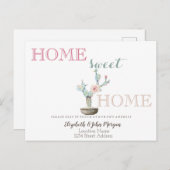 Home-weet-startpunt, Cactus Flower Aankondigingskaart (Voorkant / Achterkant)