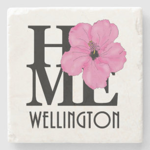 HOME Wellington FL Pink Hibiscus Stenen Onderzetter