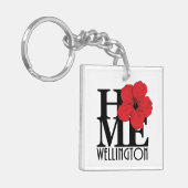 HOME Wellington Florida Red Hibiscus Sleutelhanger (Voorkant Links)