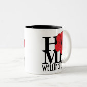 HOME Wellington Red hibiscus 11oz Tweekleurige Koffiemok (Voorkant rechts)