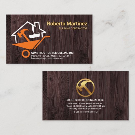 Home Wheelbarrow Repair Tools on Timber Visitekaartje (Voorkant / Achterkant)