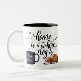 Home Where Dog Is – Gezellige Blauwe Tweetonige Mo Tweekleurige Koffiemok