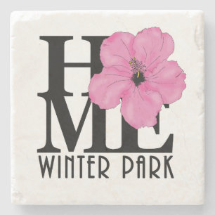 HOME Winter Park Pink Hibiscus Stenen Onderzetter