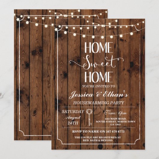 Home Wood Housewarming Uitnodiging voor thuisgebru (Voorkant / Achterkant)