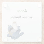 Home zoet huis blauw zeeschelp boeket kust glazen onderzetter (Achterkant)