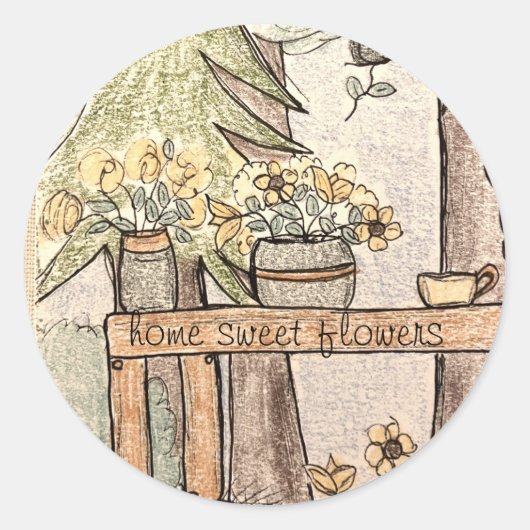 Home Zoete bloemen Ronde Sticker (Voorkant)
