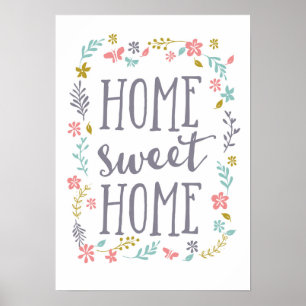 Home zoete home bloemenprint poster