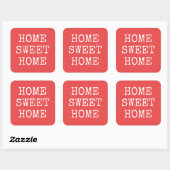 Home zoete home tekst minimaal ontwerp vierkante sticker (Vel)