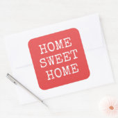 Home zoete home tekst minimaal ontwerp vierkante sticker (Envelop)