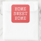Home zoete home tekst minimaal ontwerp vierkante sticker (Tas)