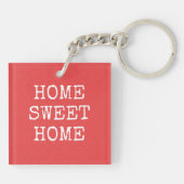 Home zoete home tekst roze minimaal ontwerp sleutelhanger (Achterkant)