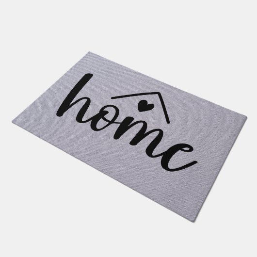 Home Zwart Typografie Hart Welkom Grijze Textuur Deurmat (Schuin)