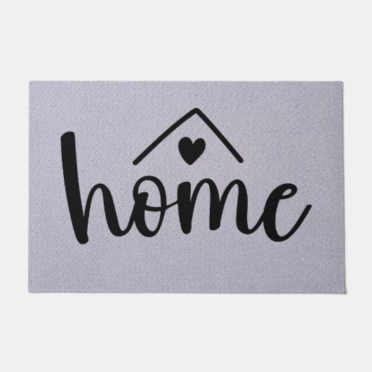 Home Zwart Typografie Hart Welkom Grijze Textuur Deurmat (Voorkant)